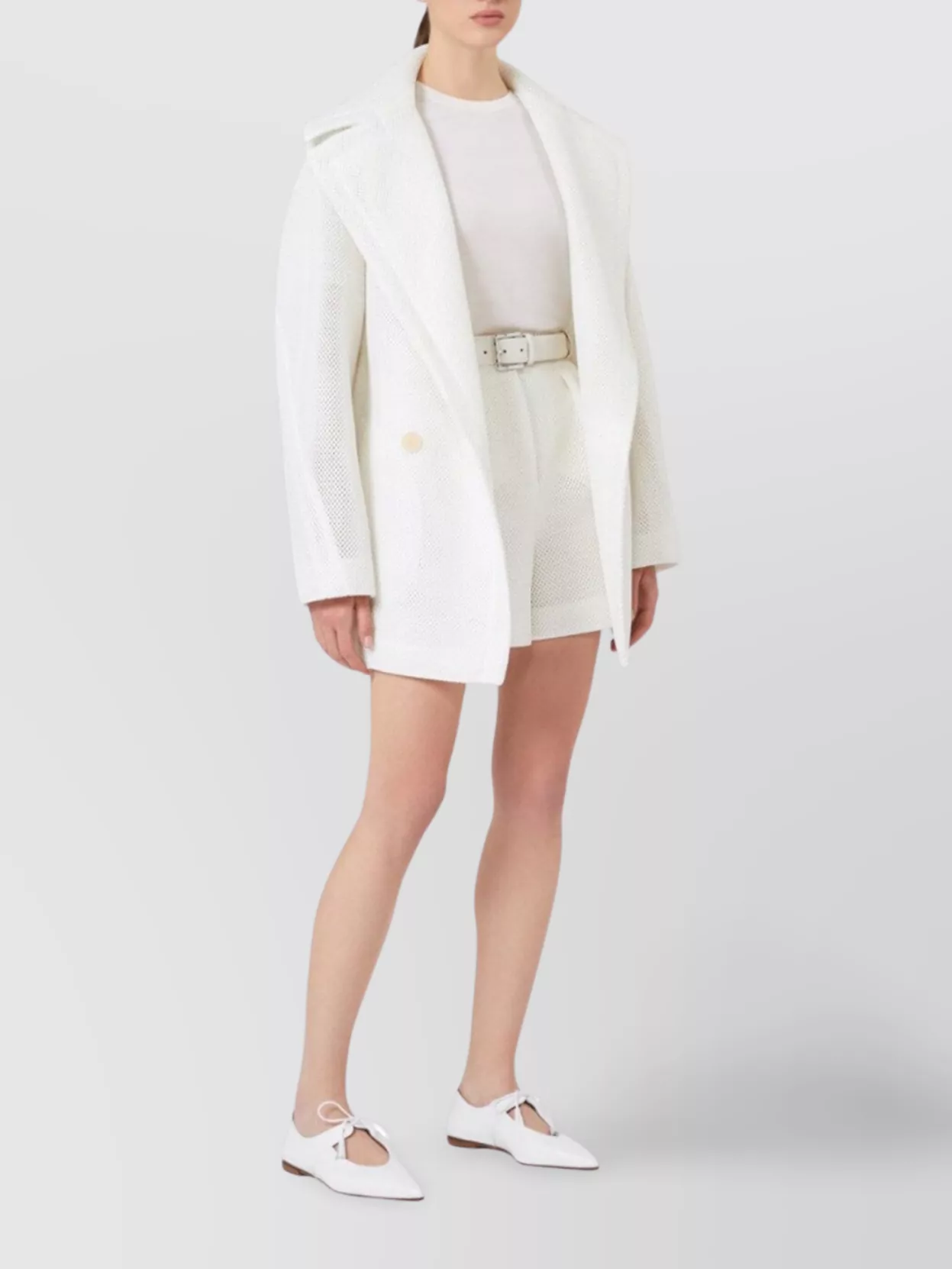 Max Mara Basic Slim Fit Wool Sweater Crew Neck In White