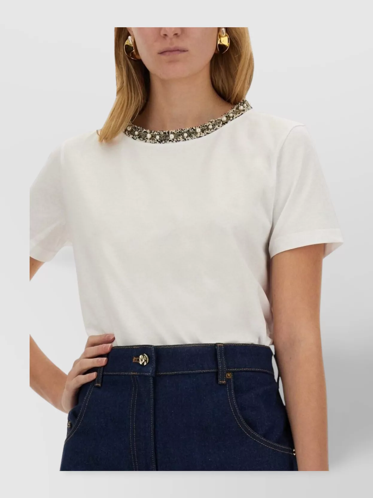 Nina Ricci Embellished Crew Neck Short Sleeve T-shirt