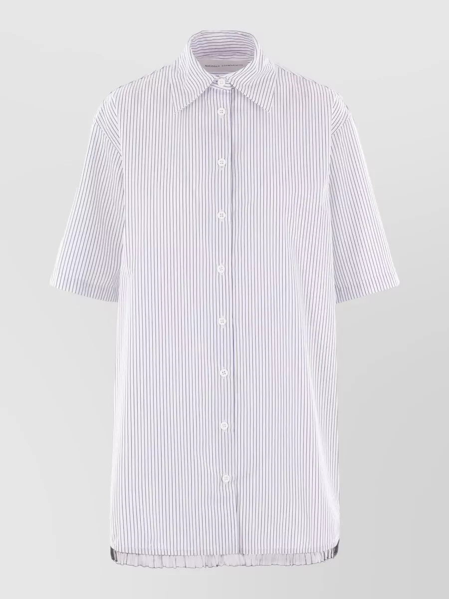 Niccolò Pasqualetti striped ruffled short-sleeve shirt