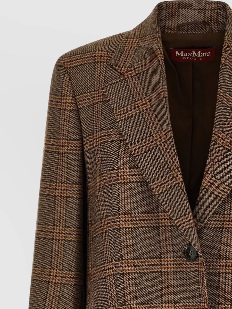 S Max Mara Wool Checked Single-Breasted Blazer