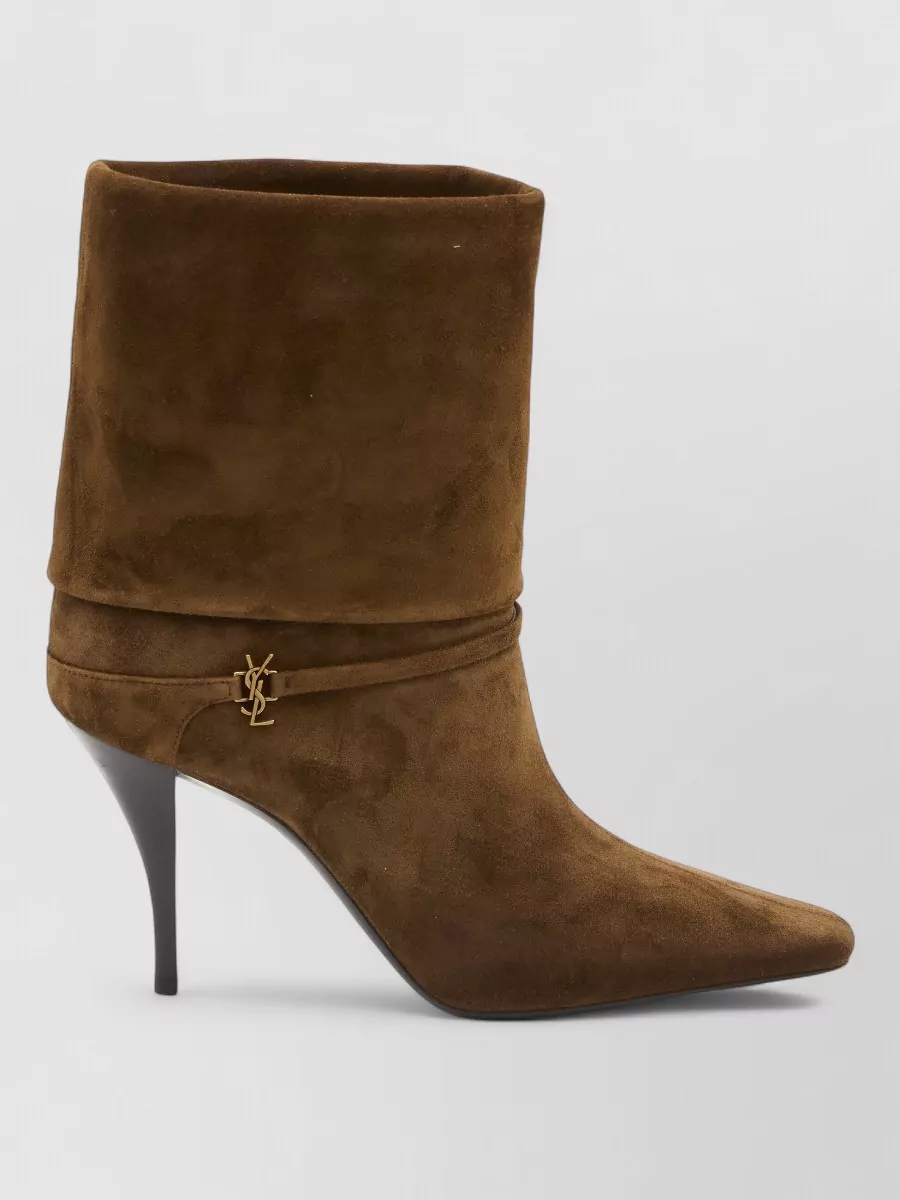 Saint Laurent Niki Suede Stiletto Ankle Cuff Boots