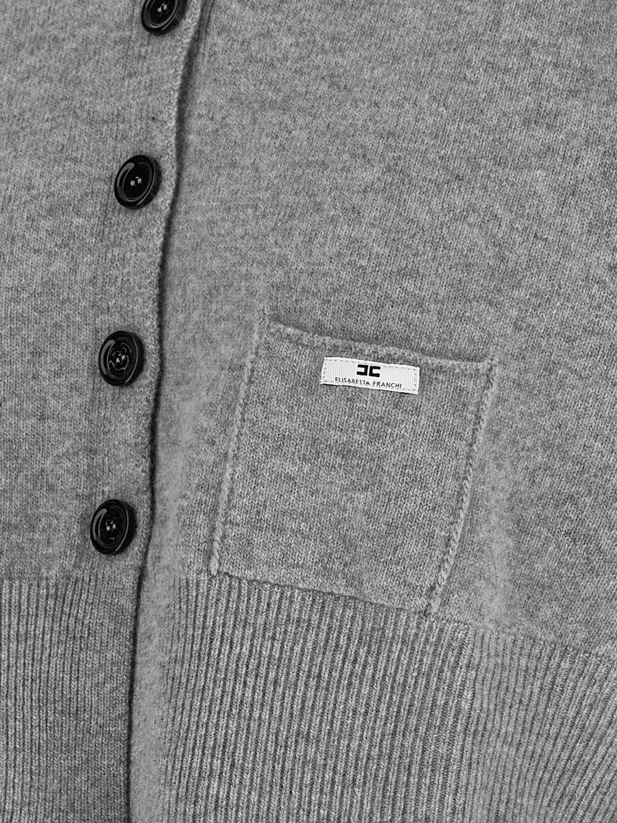 Elisabetta Franchi Cashmere Wool Cropped Ribbed Cardigan