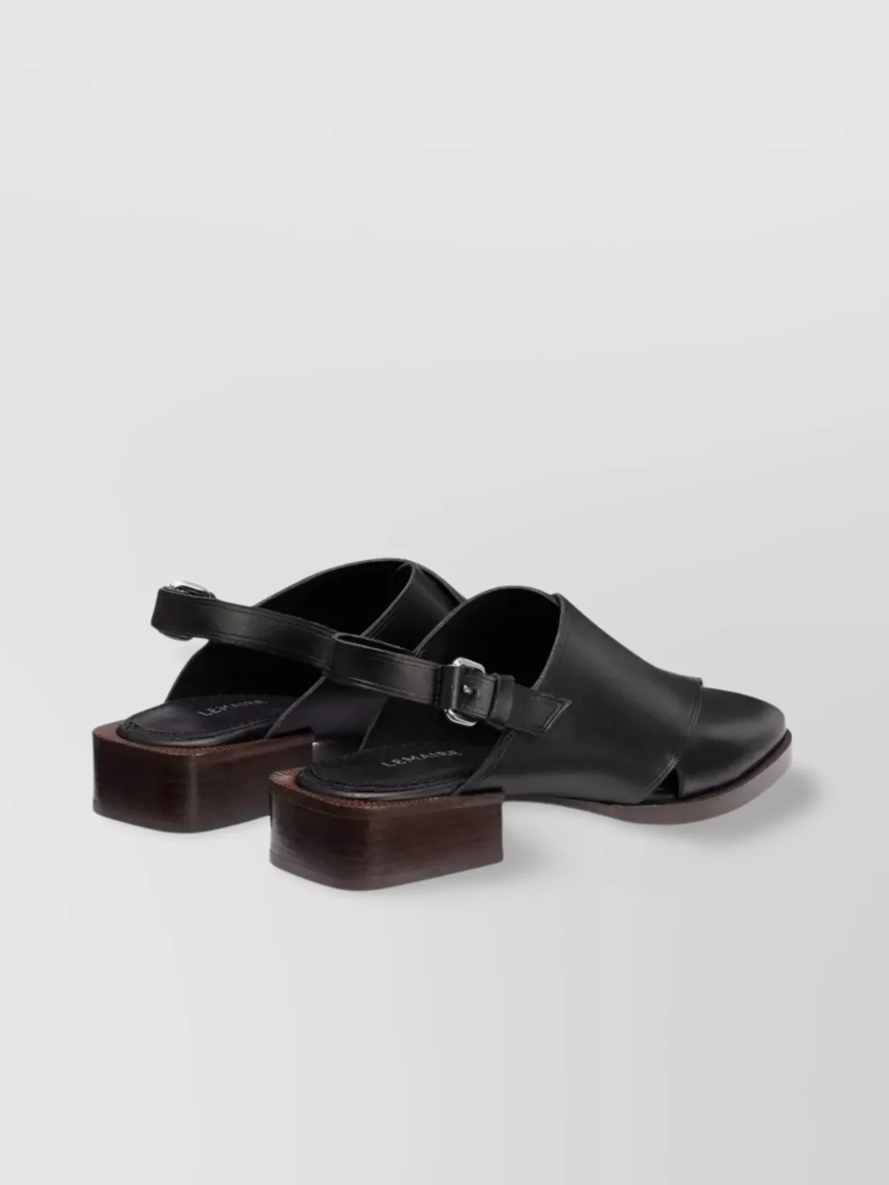 Lemaire Square Toe Block Heel Sandals With Crossover Strap