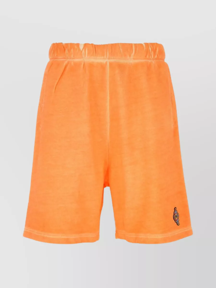 Shop Marcelo Burlon County Of Milan Retro Cotton Bermuda Shorts In Orange