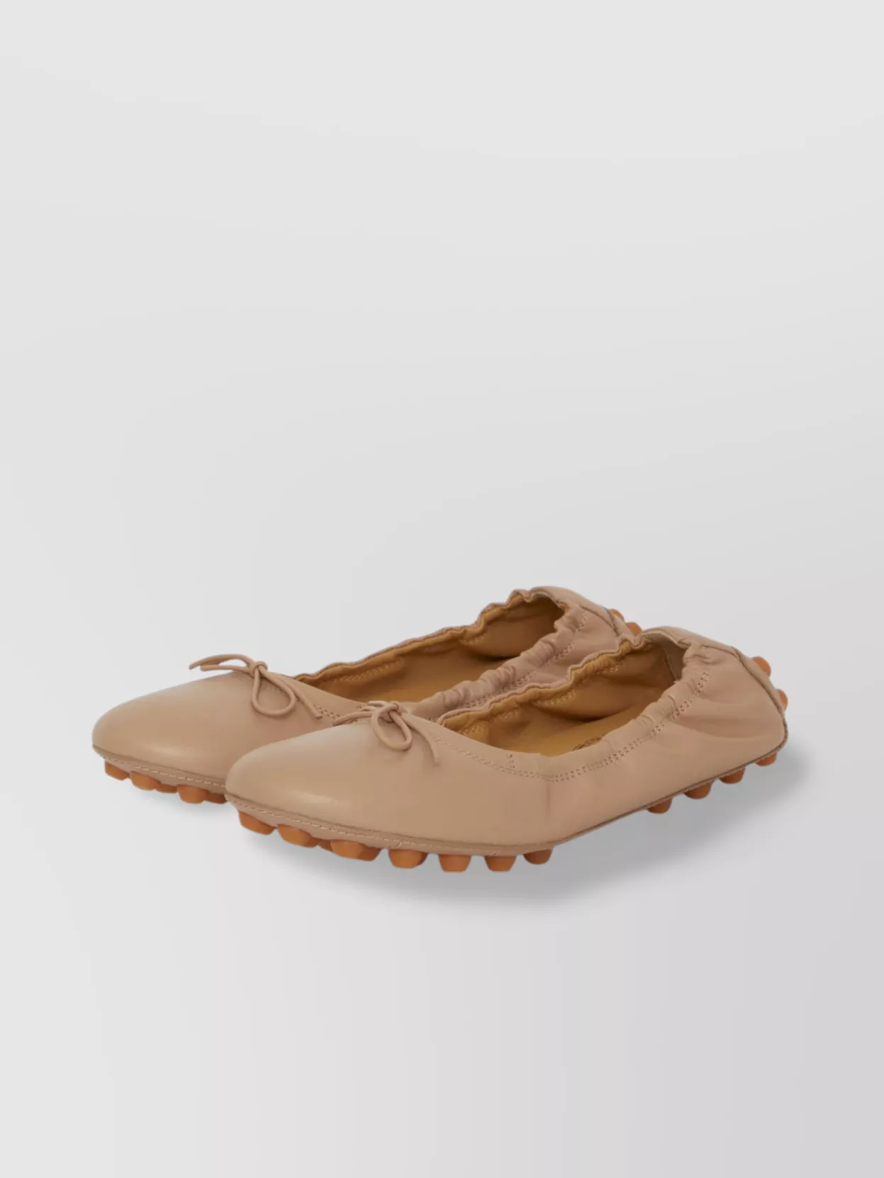 Tod's Lambskin Bow Detail Round Toe Ballerinas