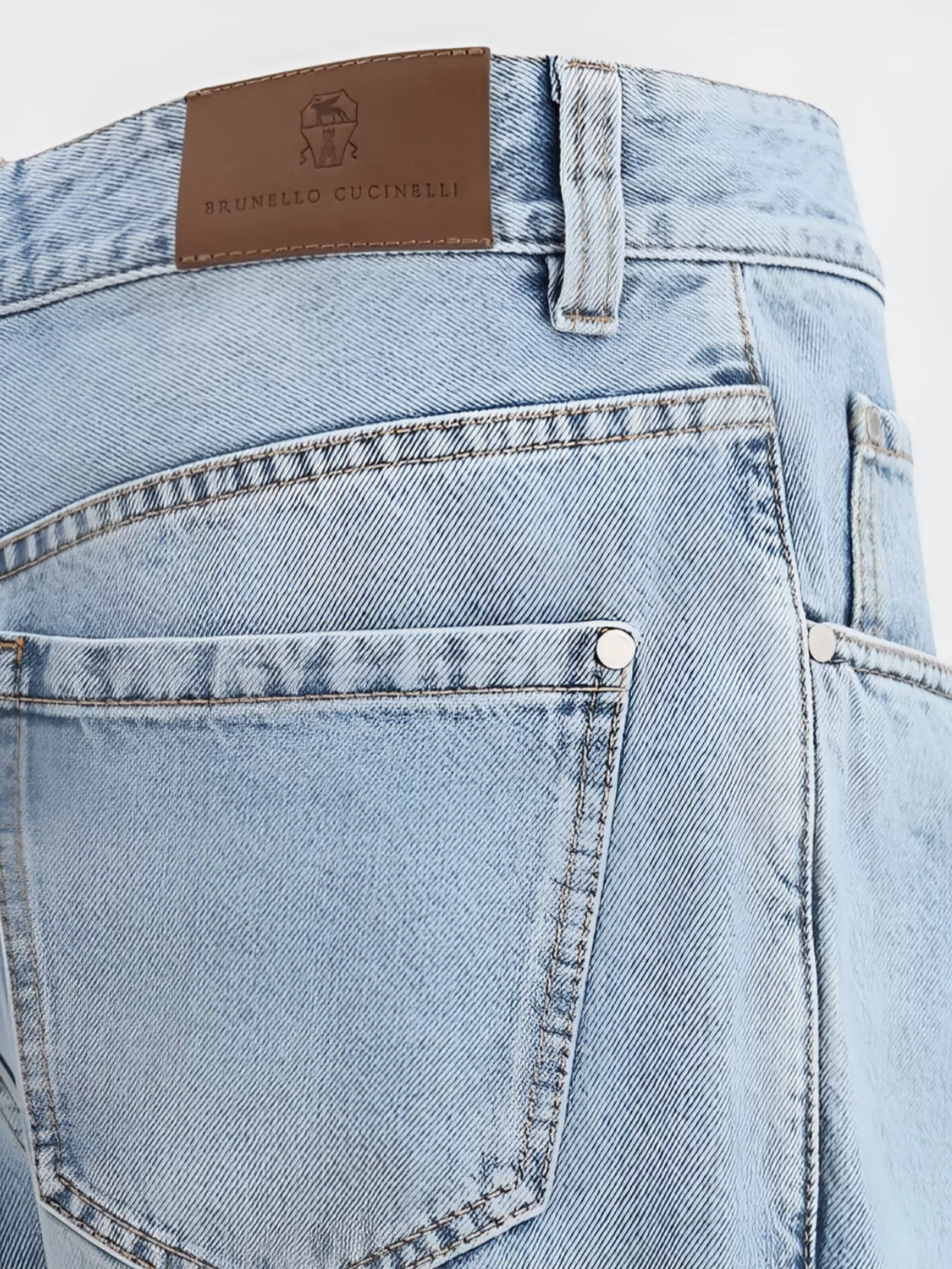 Brunello Cucinelli Straight Fit Denim Jeans With Leather Patch