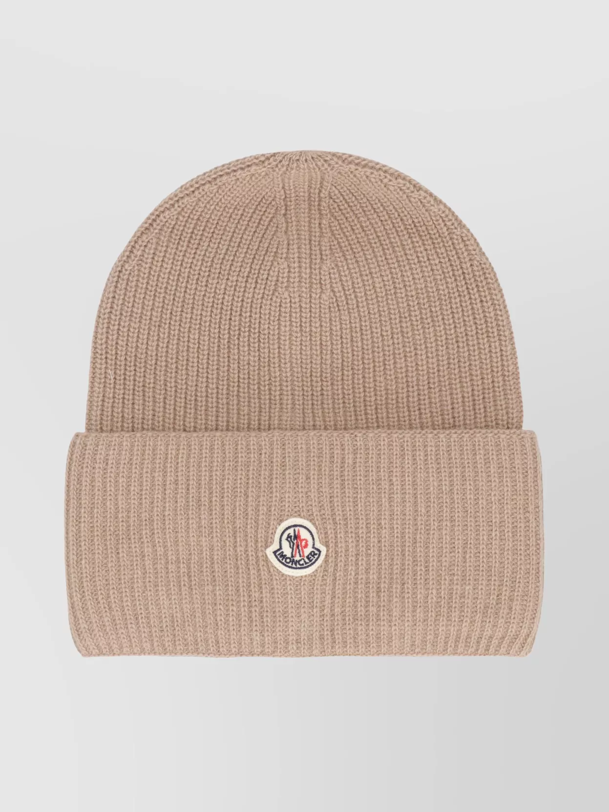 Moncler Ribbed Knitted Wool Hat With Folded Cuff