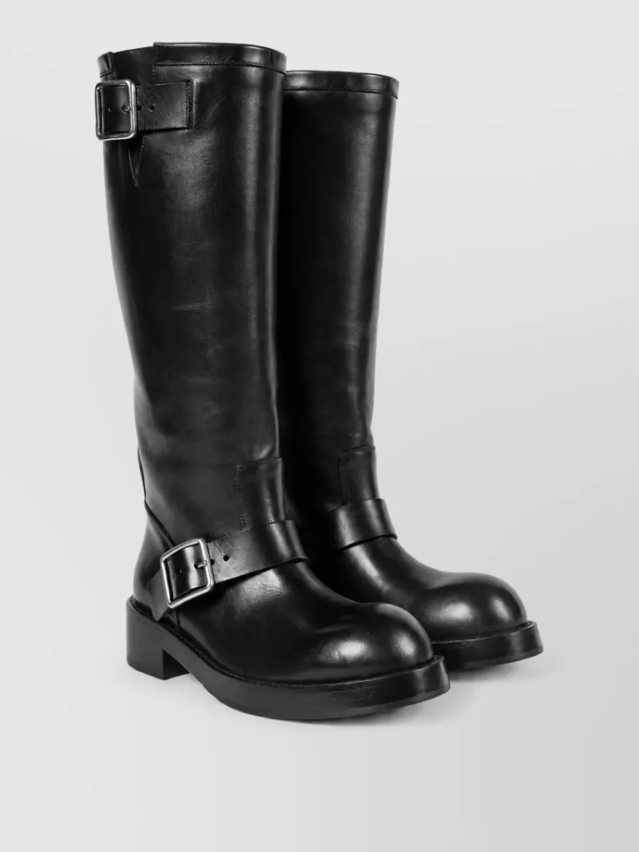 Ann Demeulemeester leather high boots with buckles