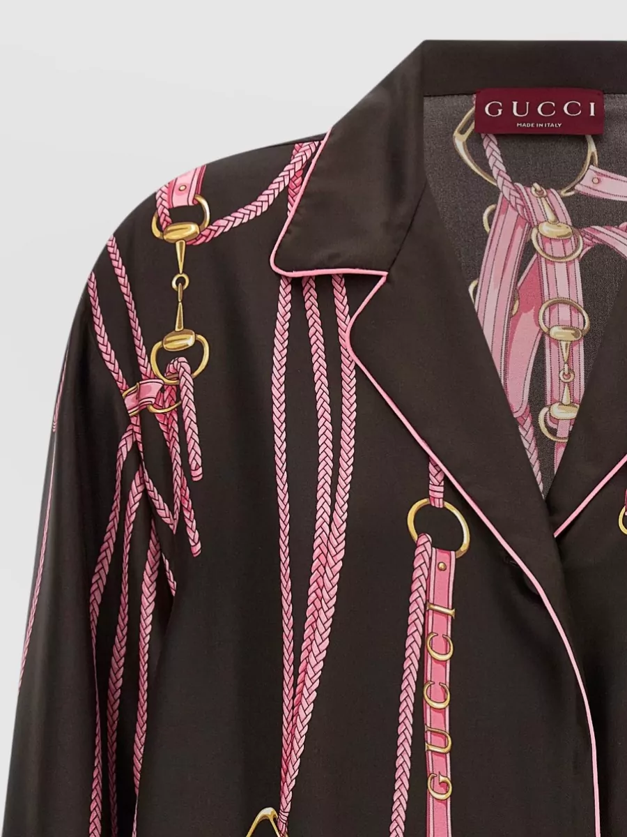 Gucci Long Sleeve Pajama Shirt Notched Collar