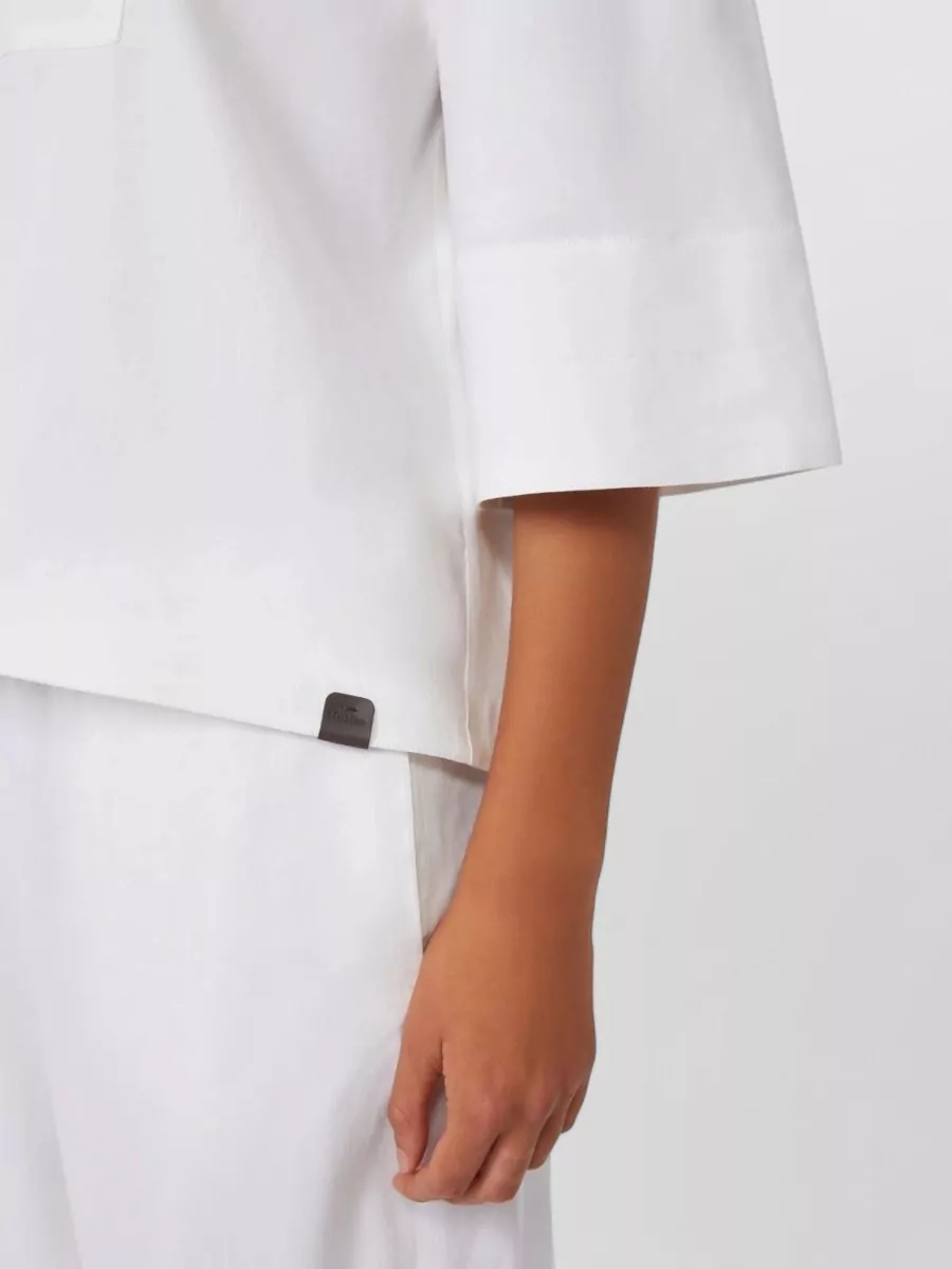Max Mara Linen V-Neck Short-Sleeve Blouse