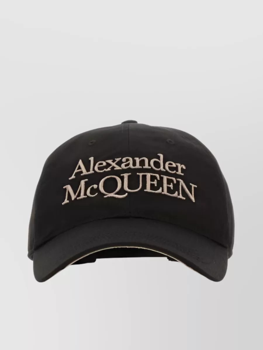 Shop Alexander Mcqueen Embroidered Logo Baseball Cap In Brown