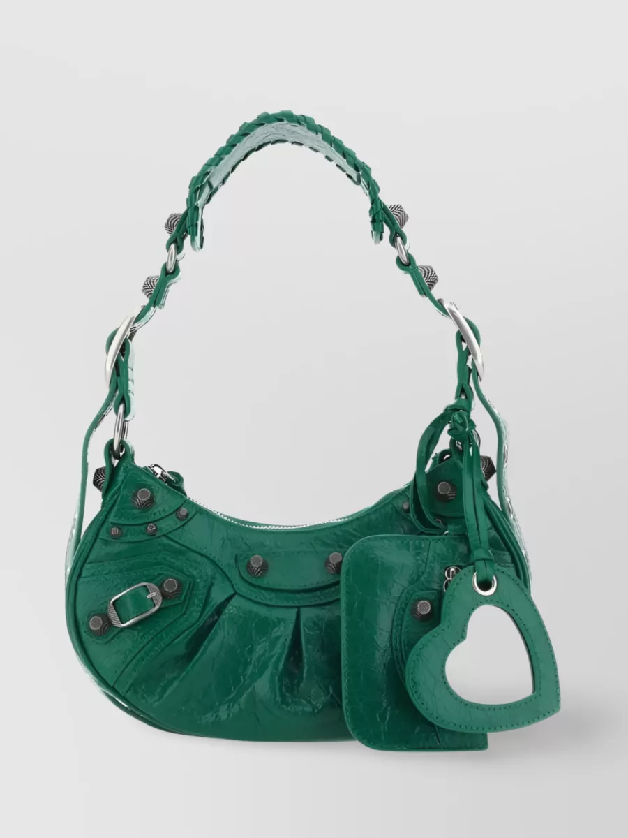 Shop Balenciaga Le Cagole Xs Lambskin Shoulder Bag In Green