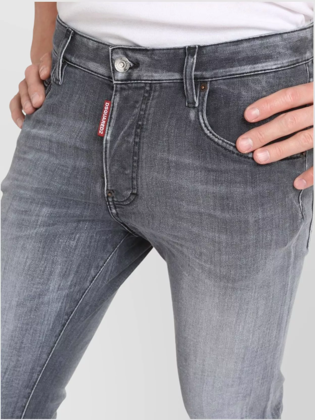 Dsquared2 Slim Fit Skater Jeans With Faded Wash In Gray
