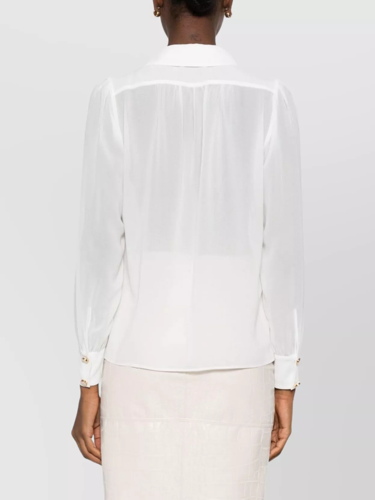 Elisabetta Franchi Chic Long Sleeve Sheer Top With Chain