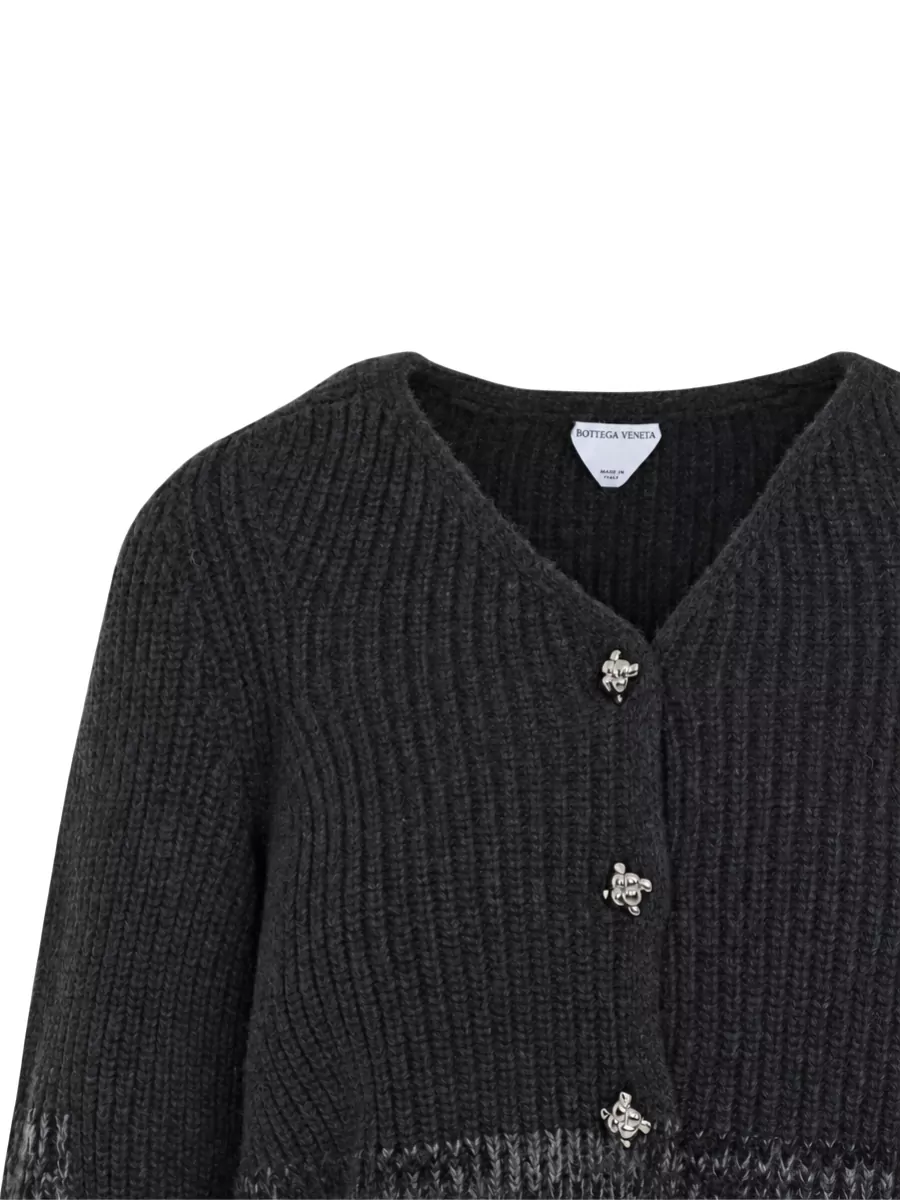 Bottega Veneta Cashmere Wool Ribbed V-Neck Cardigan