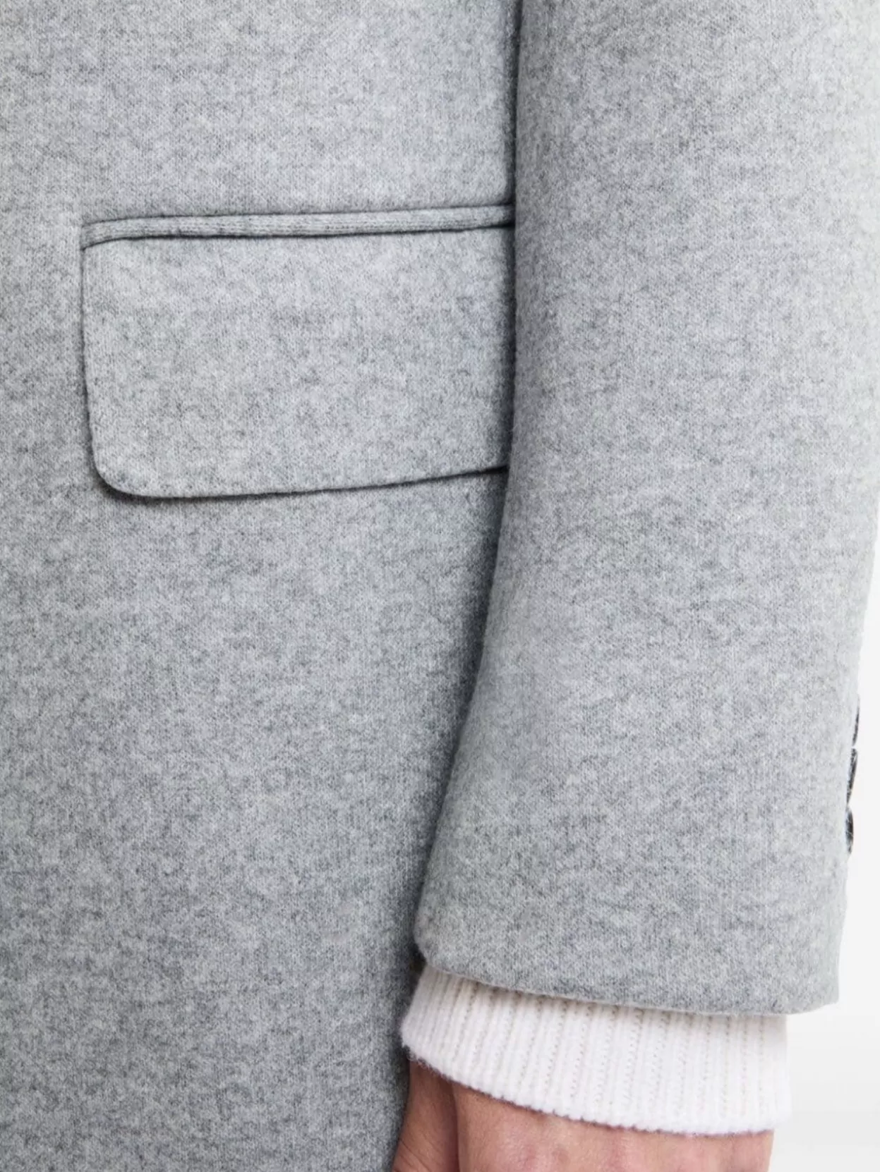 Fay Light Grey Yarn-dyed Wool Blend Fabric Coat In White