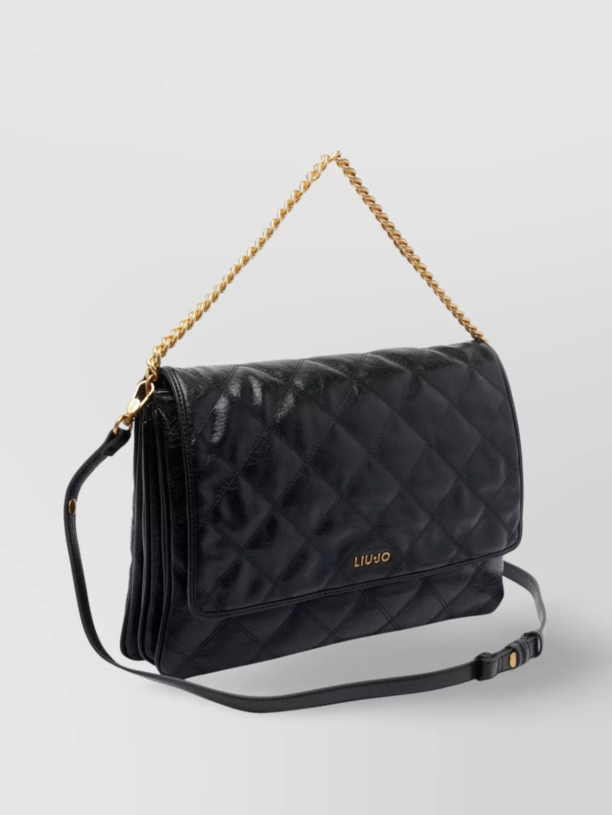 Liu •jo Liu Jo Black Quilted Messenger Bag With Logo