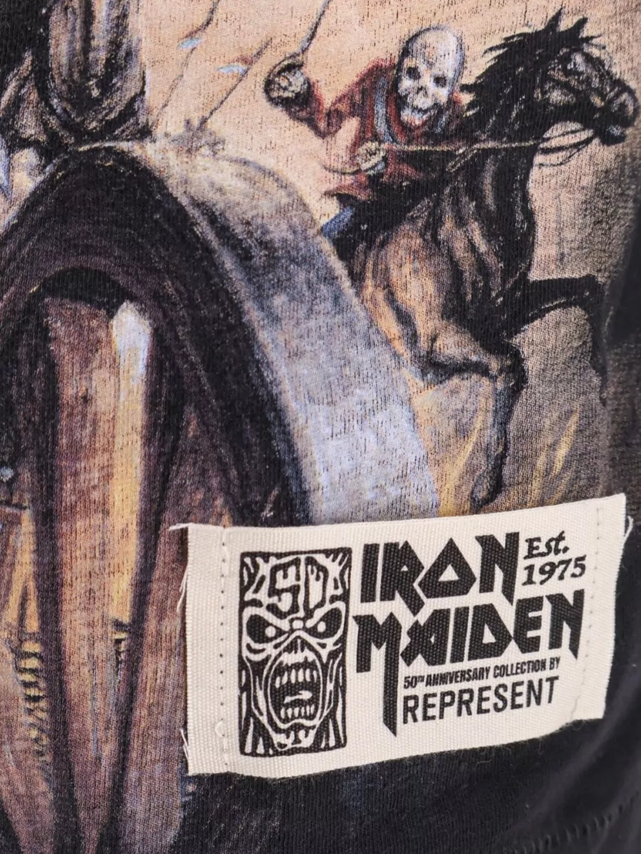 Represent Iron Maiden X Steed Distressed Graphic Print T-Shirt
