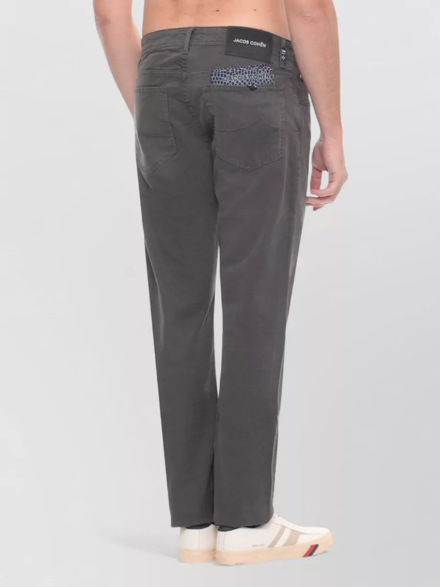 Jacob Cohen Mens Straight Cotton Trousers Handkerchief Detail
