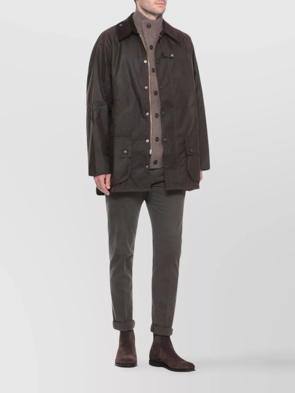 Barbour High Neck Long Sleeve Cardigan With Pockets