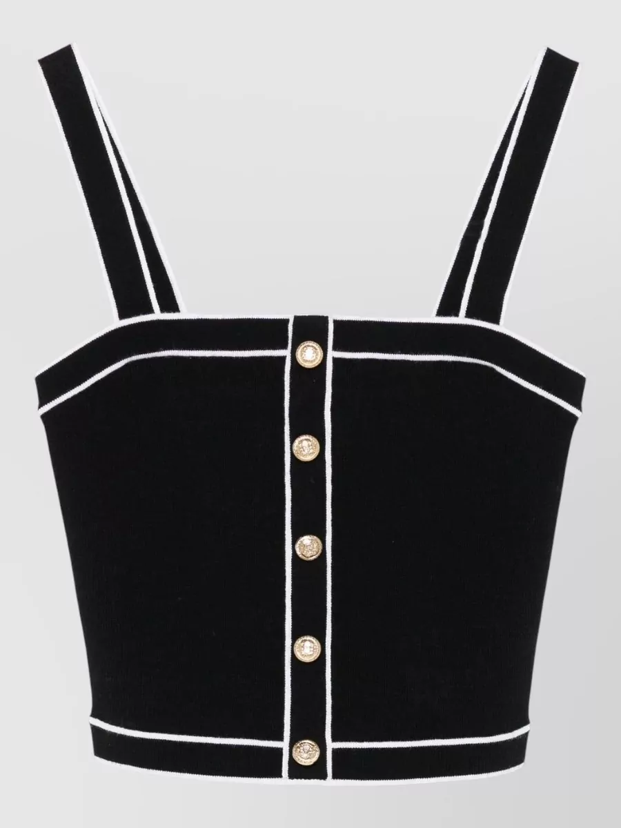 Alice + Olivia Cropped Square Neck Sleeveless Top