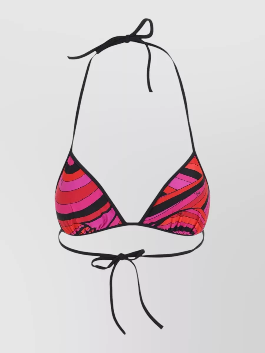 Pucci Halter Neck Triangle Bikini Top Adjustable Ties In Multi