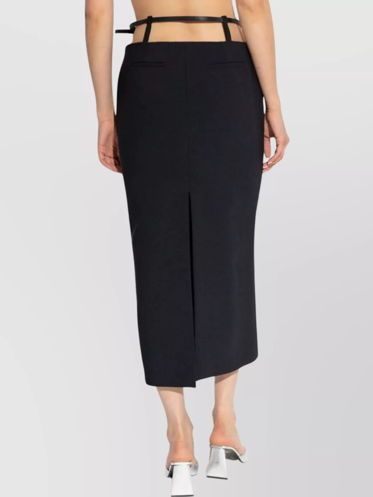 The Attico High Waist Midi Skirt With Back Slit