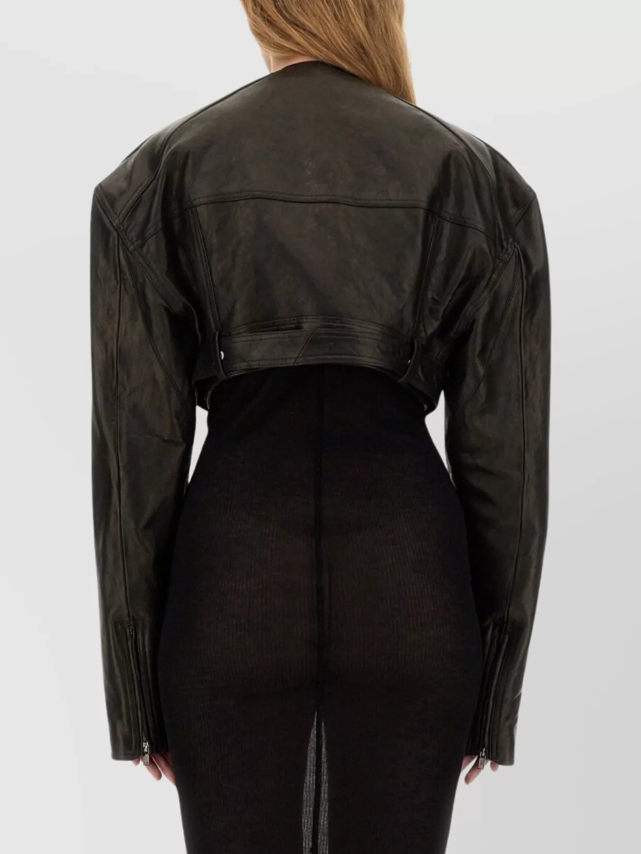 Rick Owens Short Waist Belted Sleeve Epaulettes Jacket