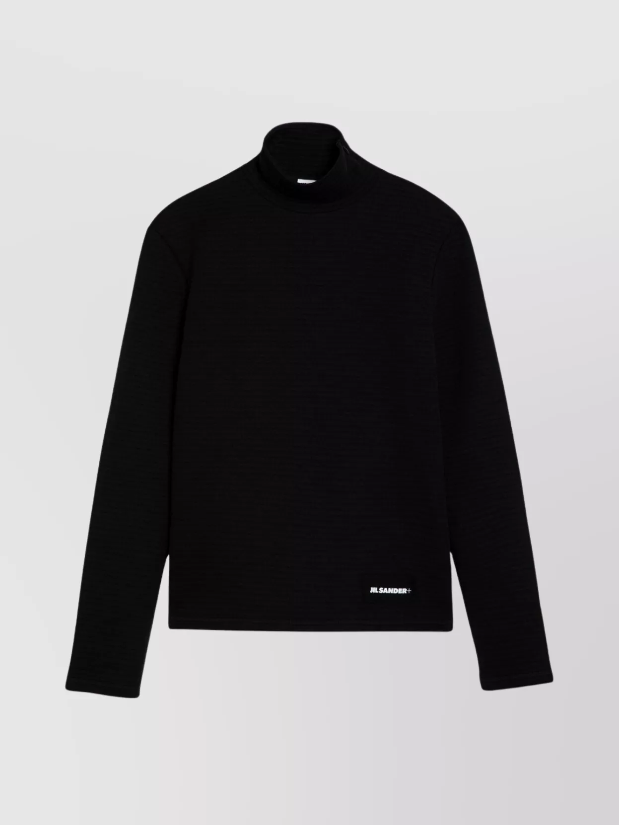 Jil Sander Turtleneck Sweater Logo Patch Long Sleeves In Black