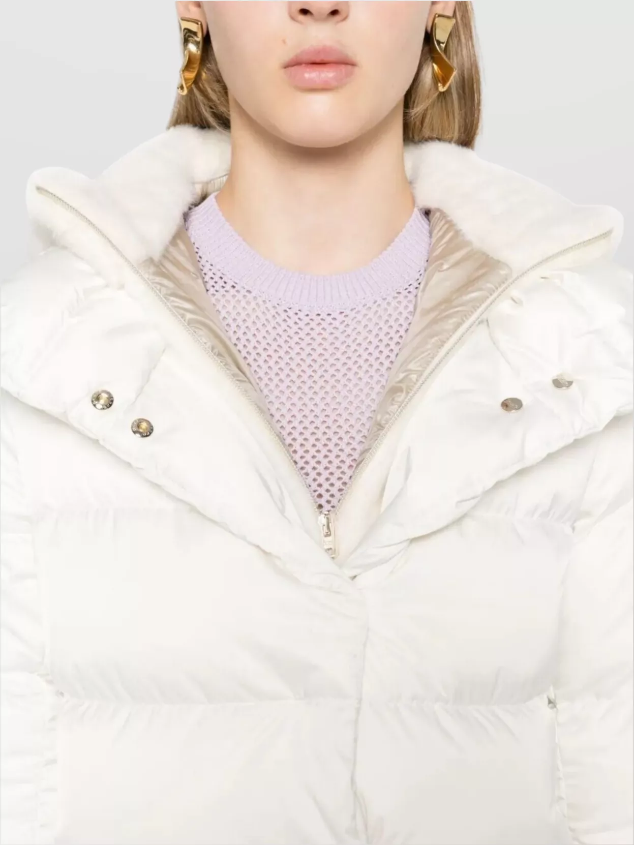 Herno Satin Down Jacket With Faux Fur Hood