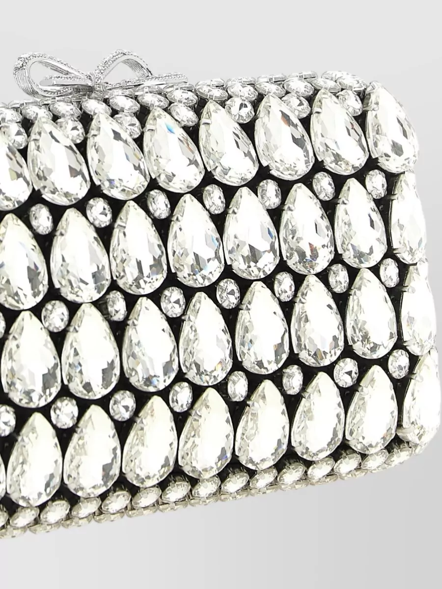 Self-Portrait The Bow Satin Crystal-Embellished Clutch Bag
