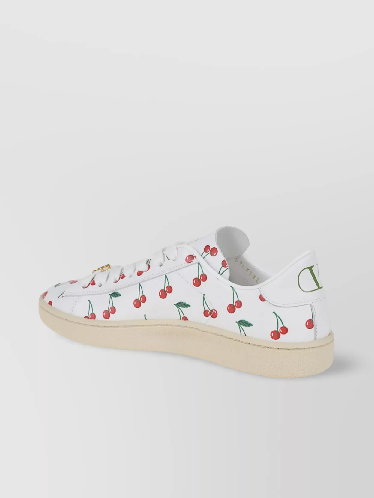 Valentino Garavani Low-Top Cherry Print Sneakers With Brass Finish