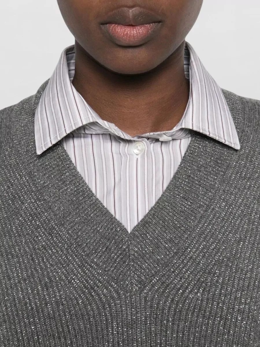 Brunello Cucinelli Cashmere V-Neck Sweatshirt
