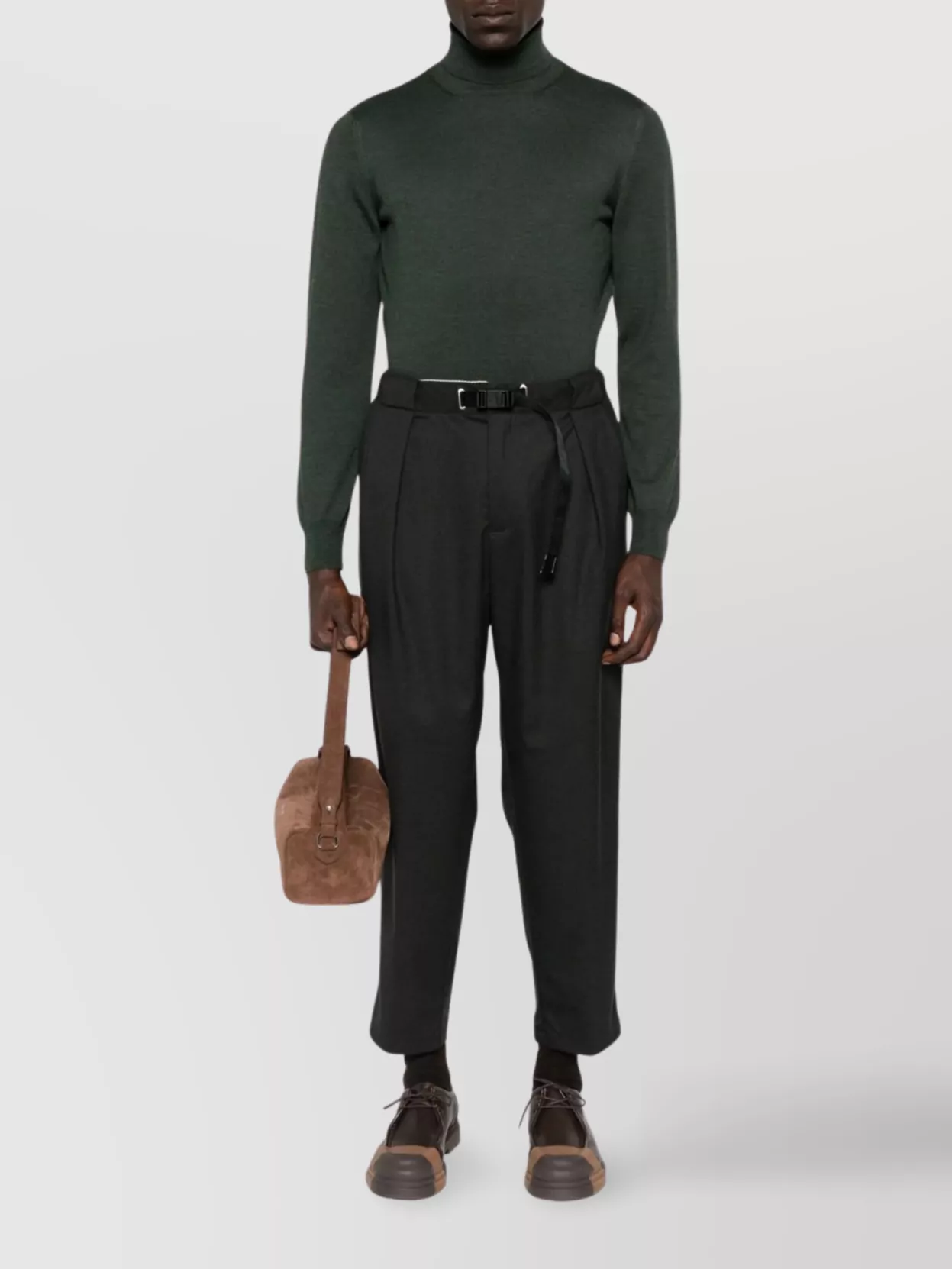 Tagliatore Turtleneck Long Sleeve Fine Knit Sweater In Green