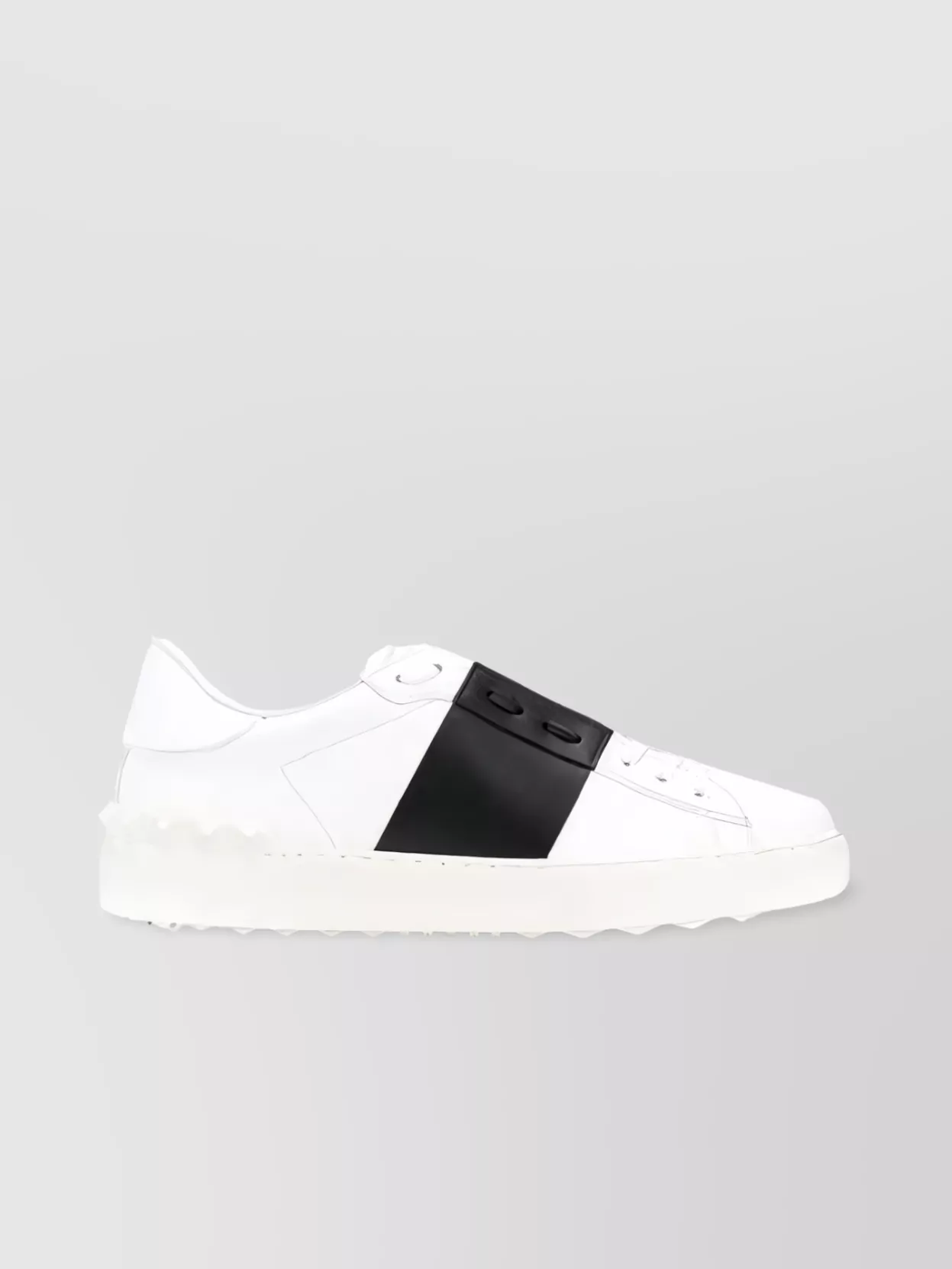 Shop Valentino Calf Leather Open Sneaker In White