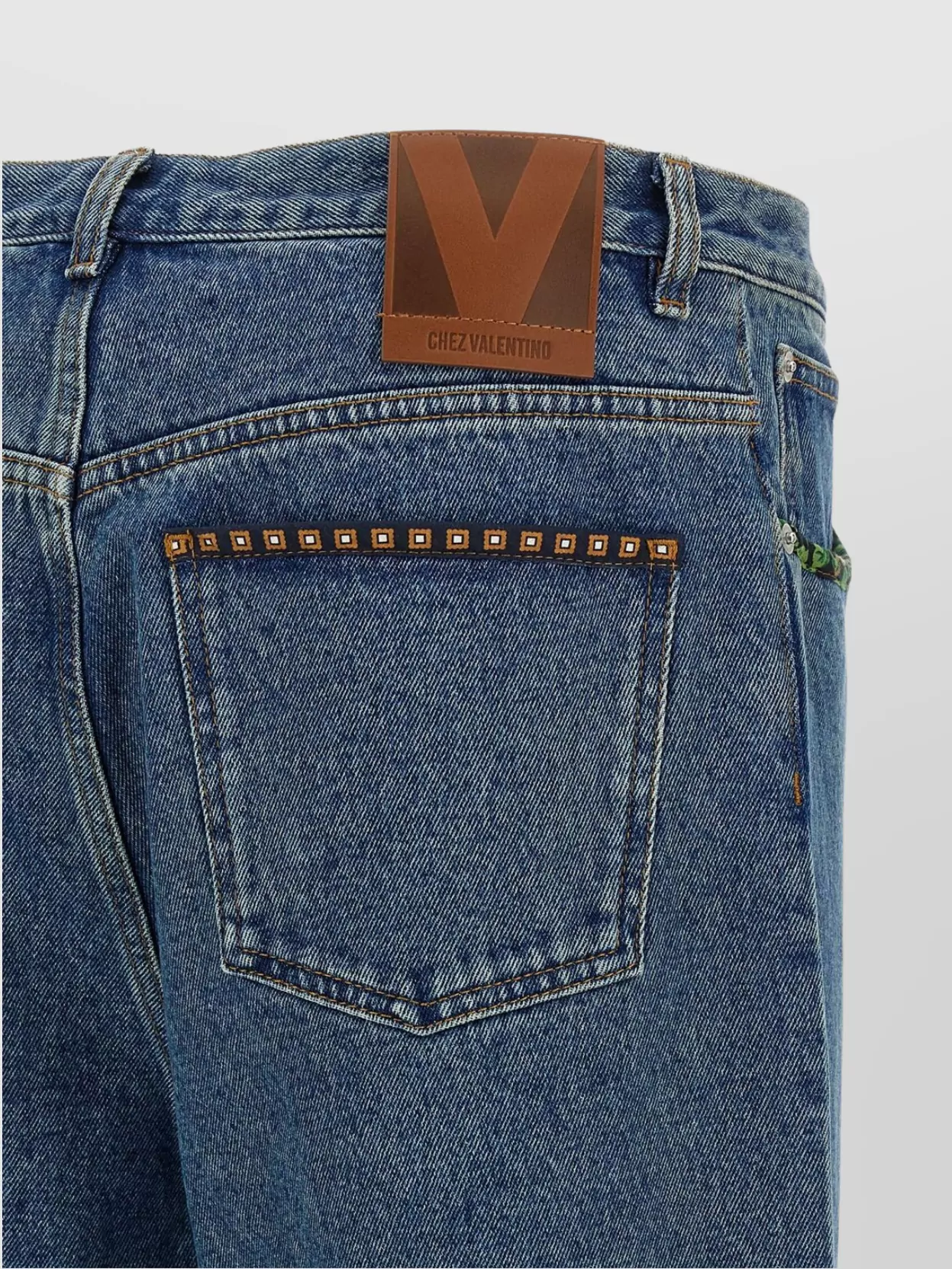 Valentino Garavani Floral Insert Jeans With Rivet And Embroidery