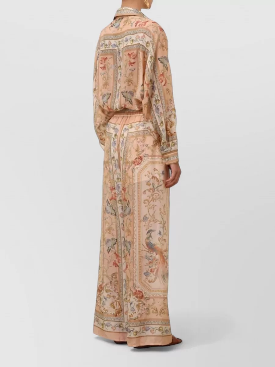 Zimmermann Silk Floral-Print Mid-Rise Wide-Leg Trousers