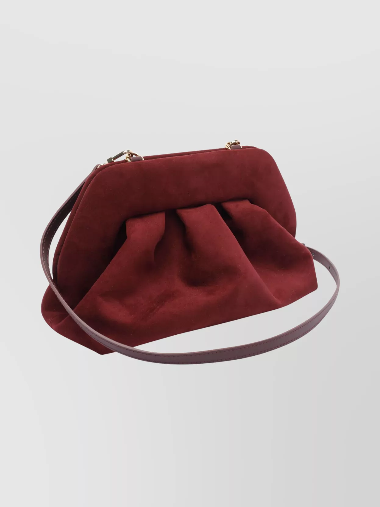Themoiré Hand Clutch Bag In Bordeaux Tia Suede
