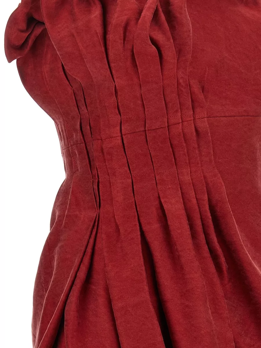 Magda Butrym Silk Asymmetric Pleated Mini Dress