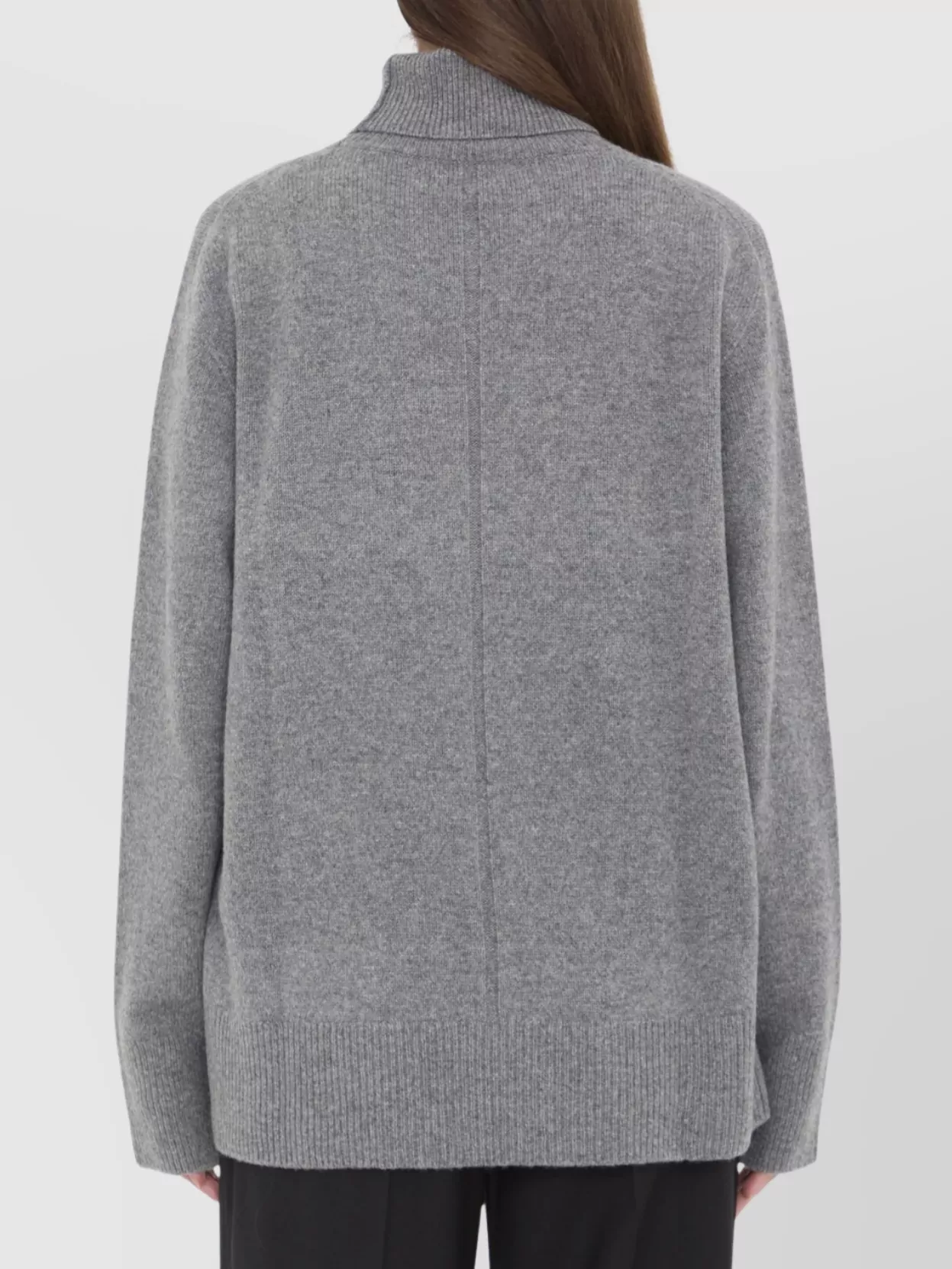 The Row Cashmere And Wool Turtleneck Long Sleeve Top In Gray