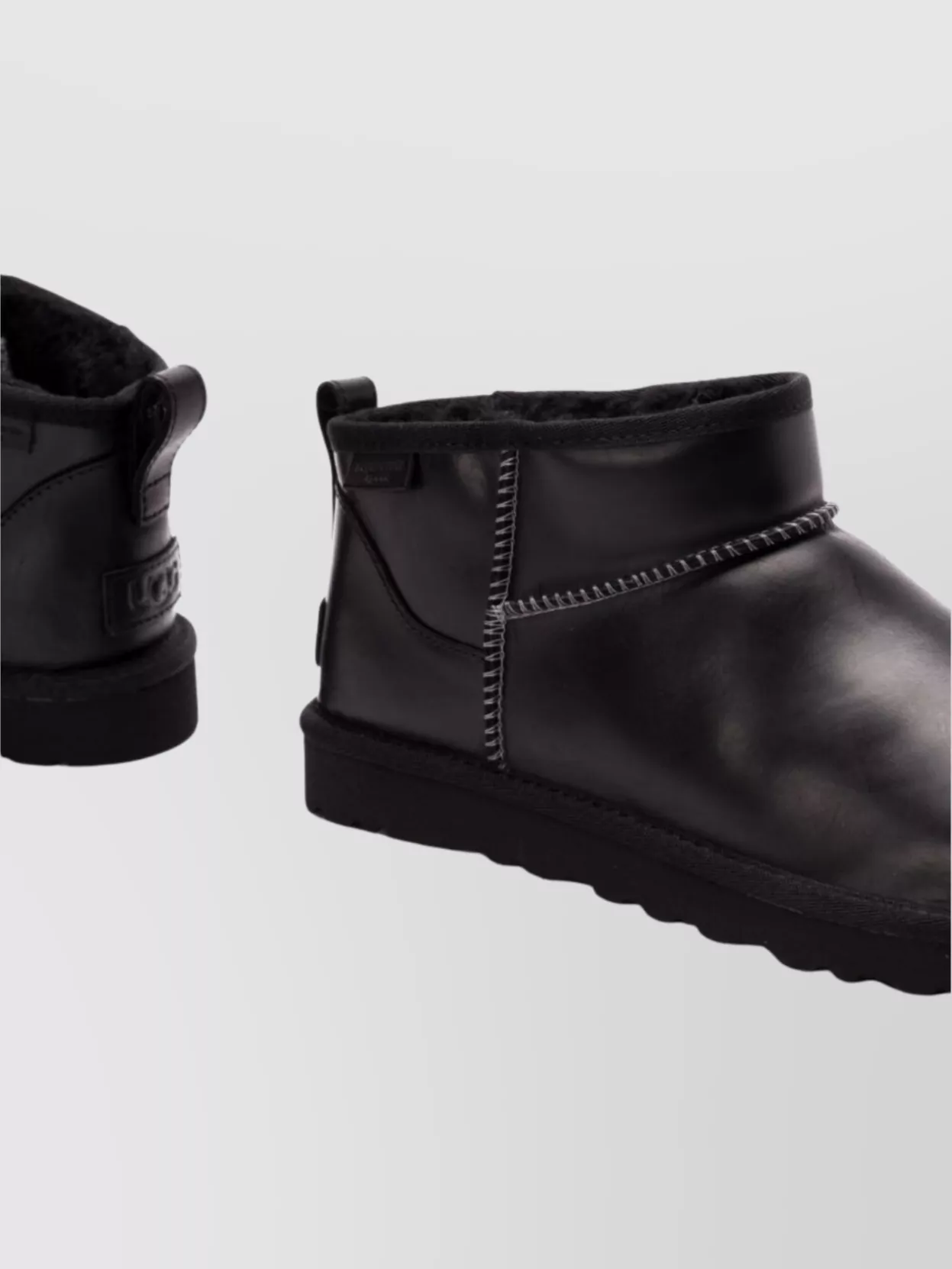 Ugg Classic Ultra Mini Leather Ankle Boots With Plush Lining