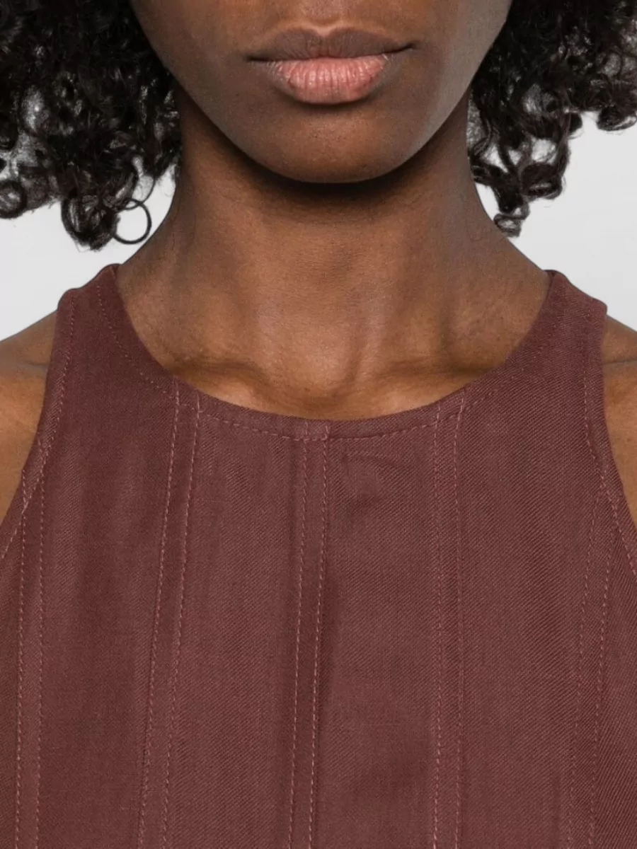 Brunello Cucinelli Linen Blend Halter Midi Dress Sleeveless