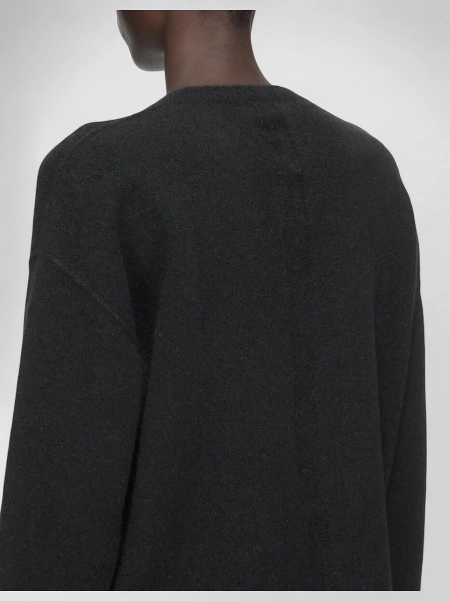 Rick Owens Virgin Wool Oversized V-Neck Sweater