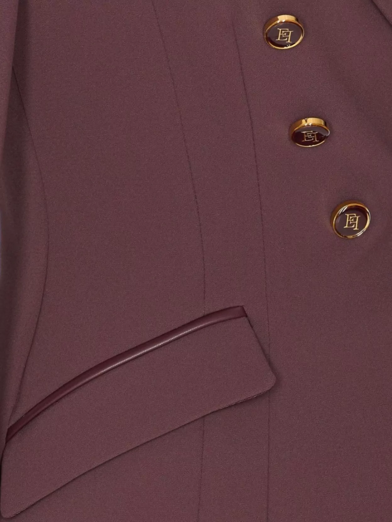 Elisabetta Franchi Bordeaux Jacket Gold-Tone Buttons
