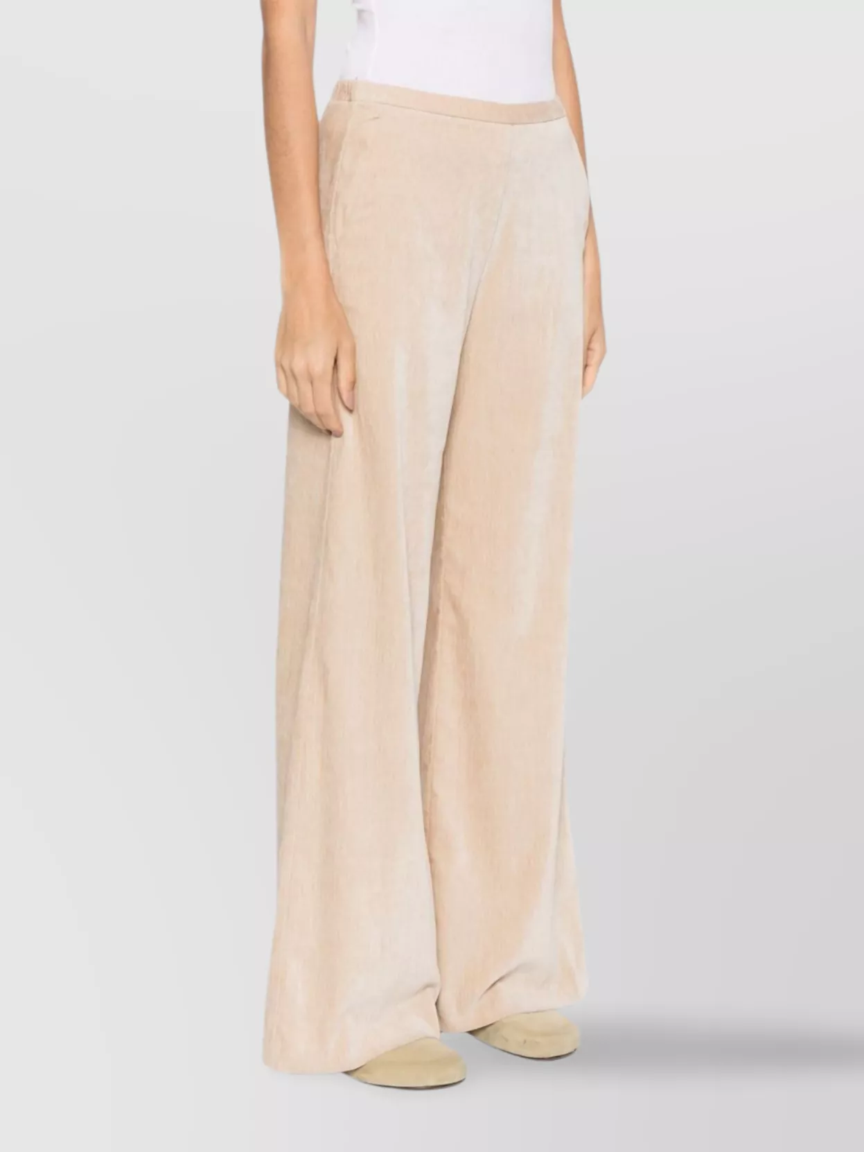 Forte Forte High-waisted Wide Leg Velvet Trousers In Neutral