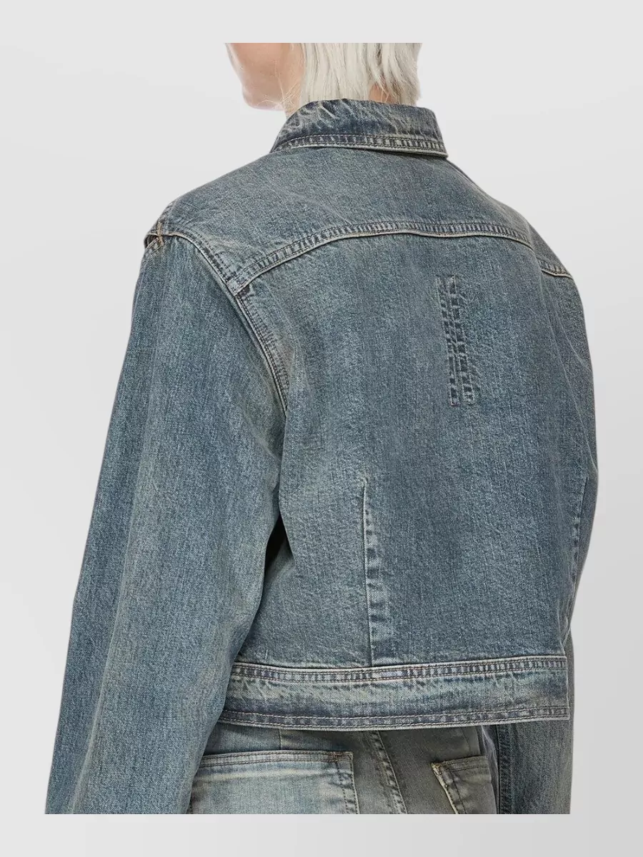 Rick Owens Drkshdw Denim Cape-Sleeve Cropped Shirt Jacket