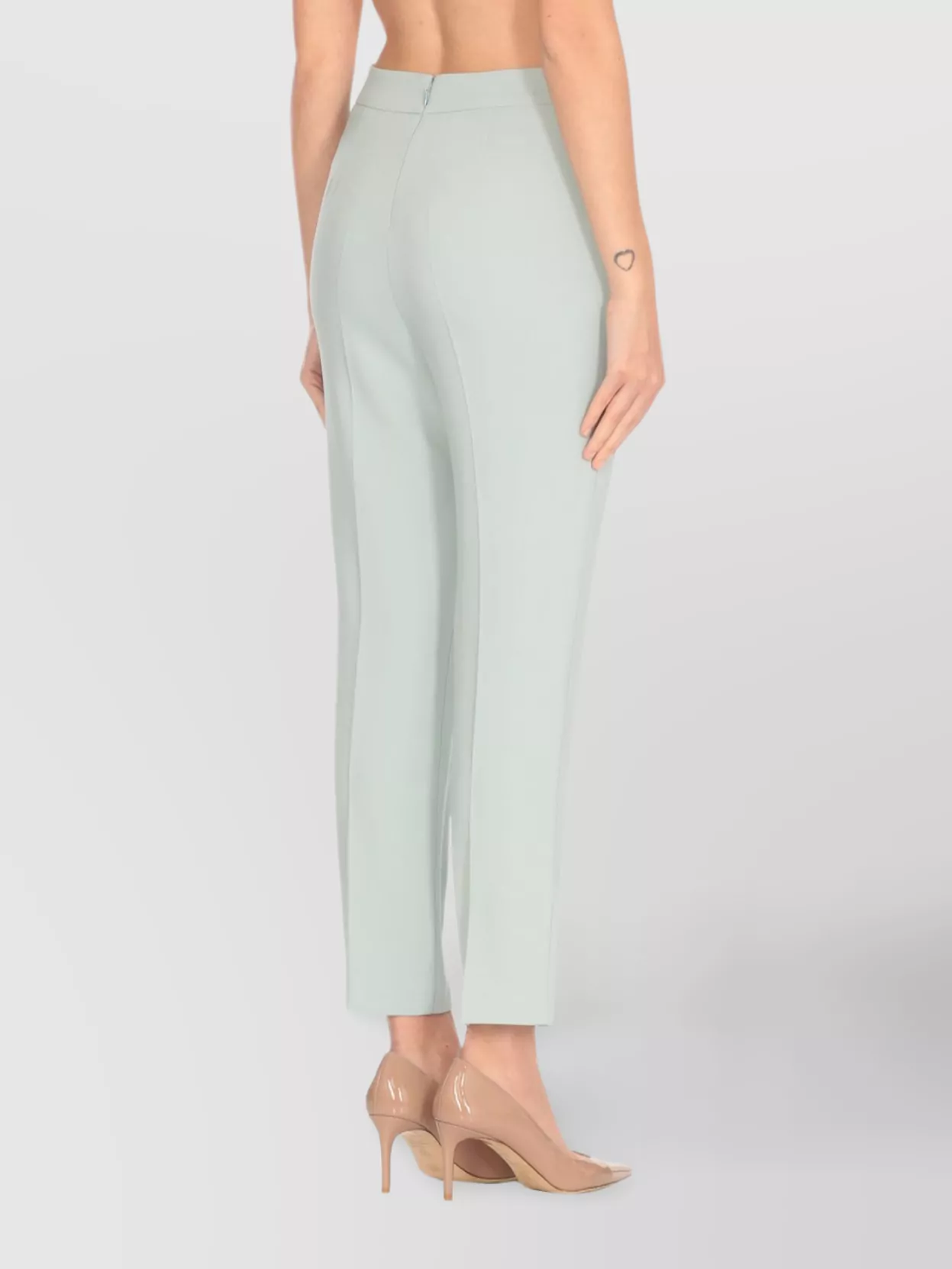 Pinko High Waist Tailored Fit Trousers In Green
