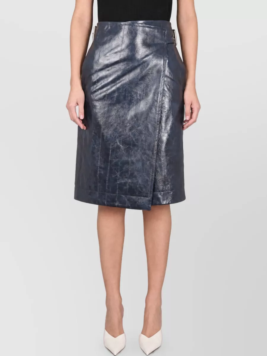 Bottega Veneta Leather Midi Wrap Skirt