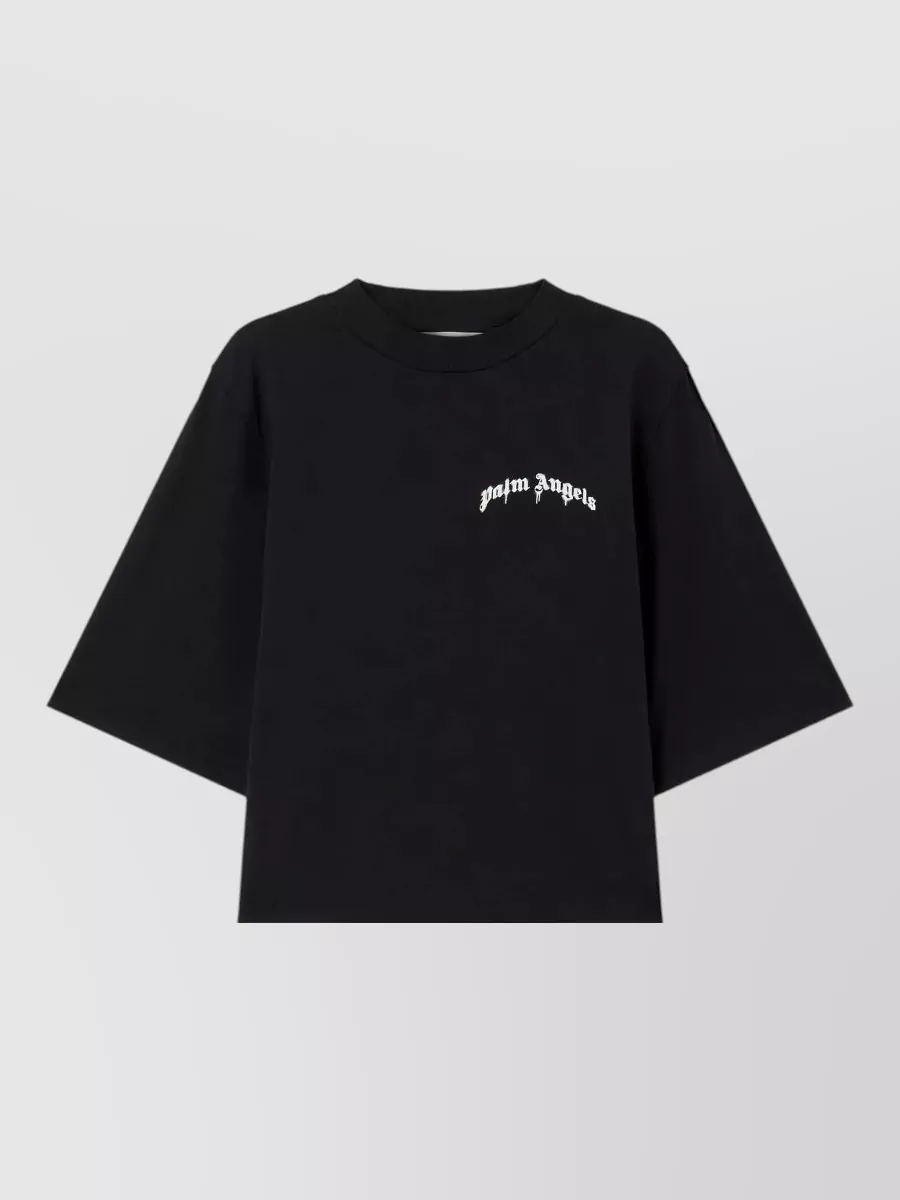 Palm Angels Curved Logo Relaxed Fit Boxy T Shirt In Black