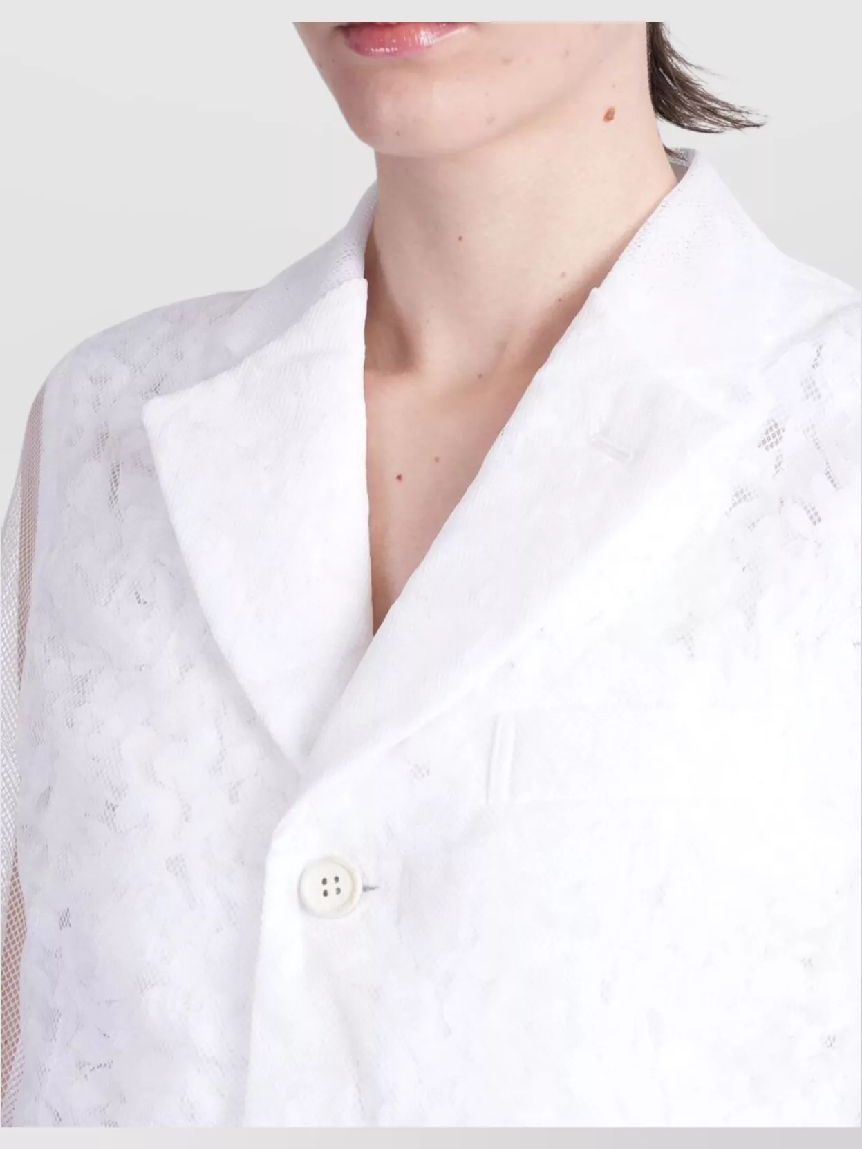 COMME DES GARÇONS FLORAL MESH BLAZER SHEER SLEEVES 